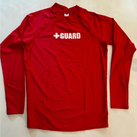 Unisex Blarix Red long sleeve lifeguard rash guard adult size M, NWT - Picture 1 of 3